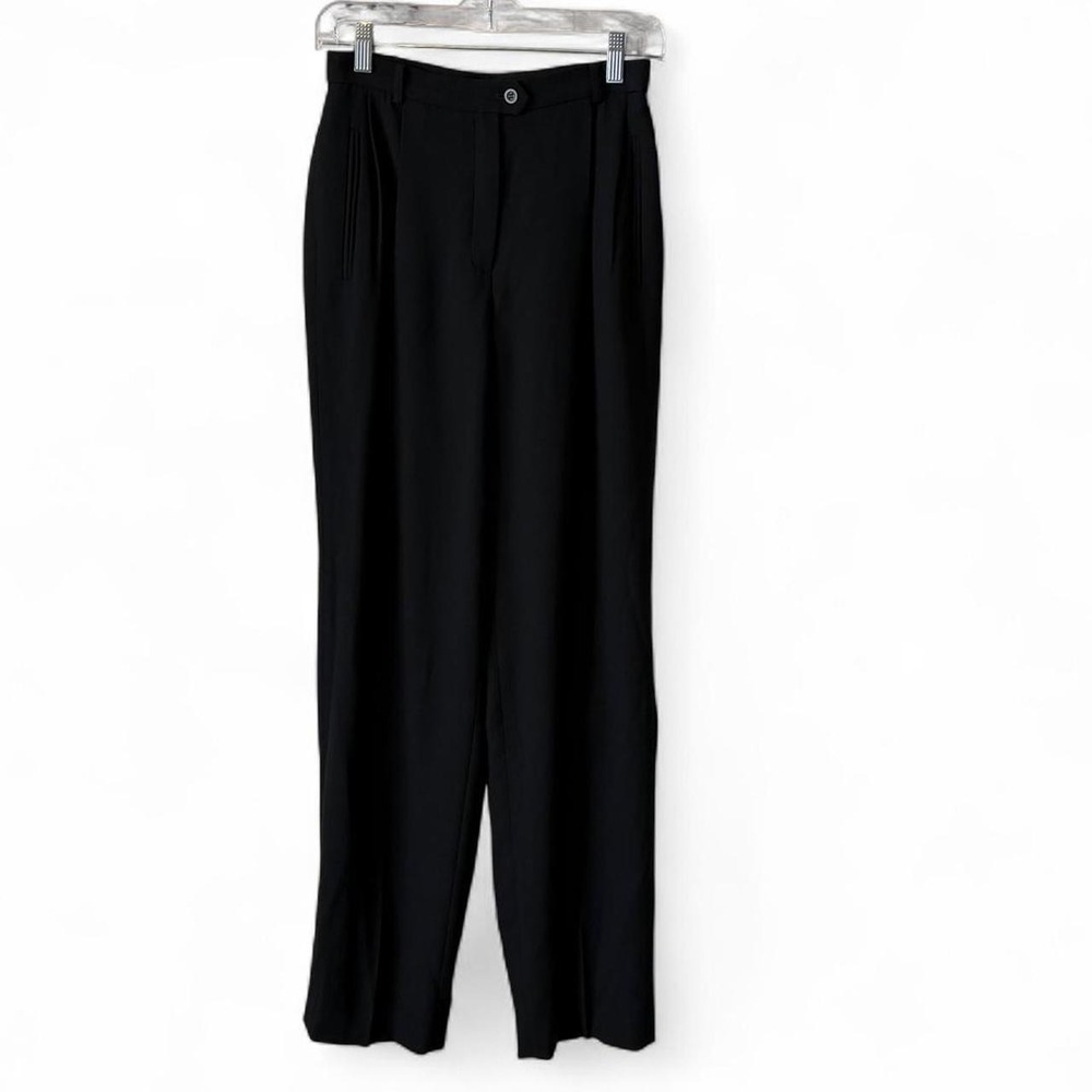 Vintage 90s Liz Claiborne Black Pleated High Waist Dress Pants, Women's Size 4